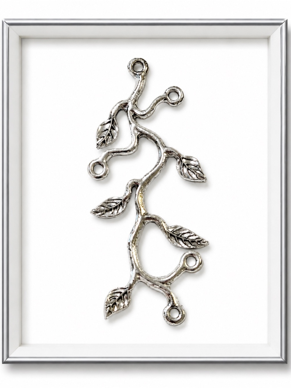 Silver Leaf Branch Connector Necklace Pendant